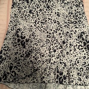 Nasty Gal Black and Cream Leopard Print Midi Skirt